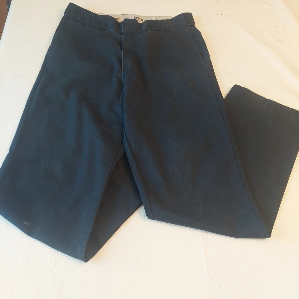 Dickies 874 Original Fit Navy Blue Uniform Pleated Straight Work Pants Sz 34x34